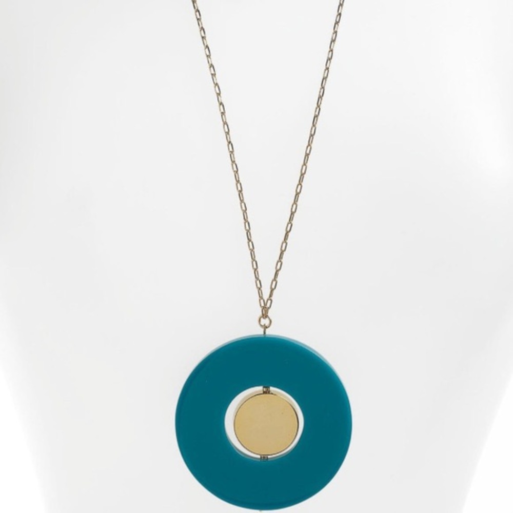Kate Spade Come Full Circle Turquoise Resin Medallion Necklace